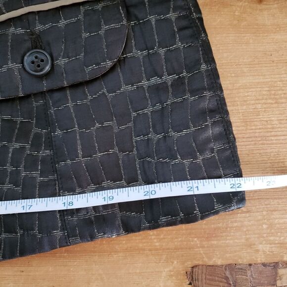 Armani Collezioni Size 12 Black Gold Quilted Print Cropped Spring Fall Jacket - Picture 9 of 13